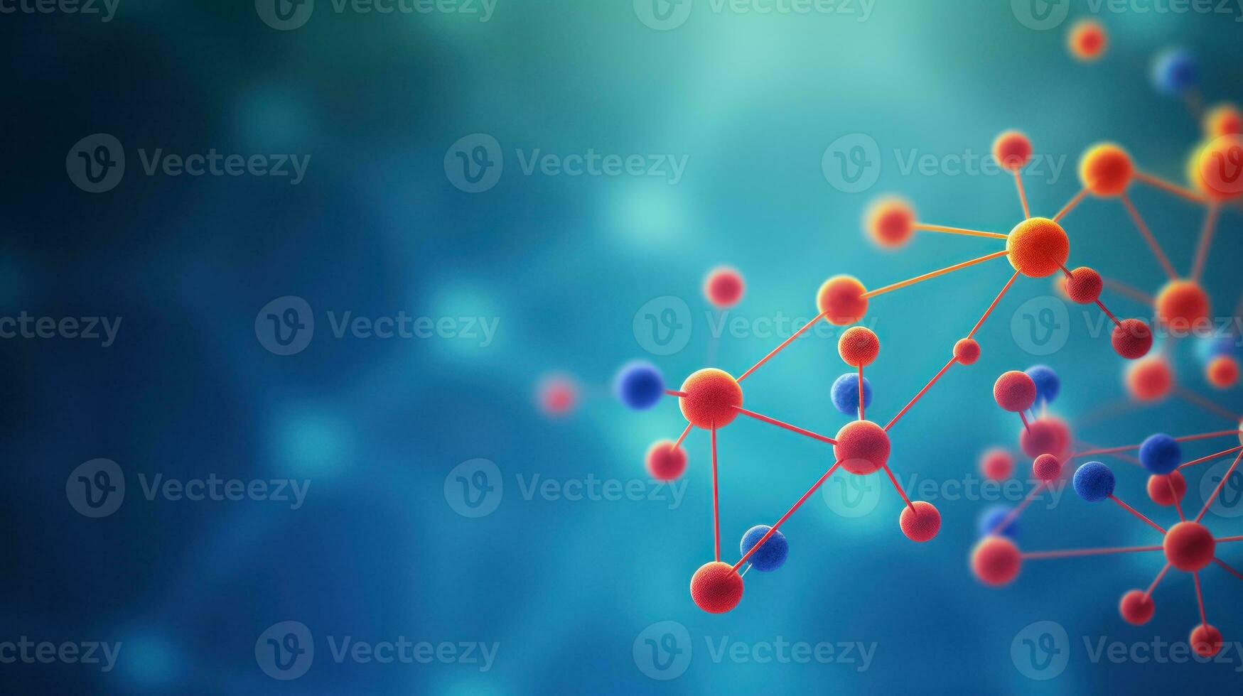 ai generato 3d molecole su blu sfondo. generativo ai foto
