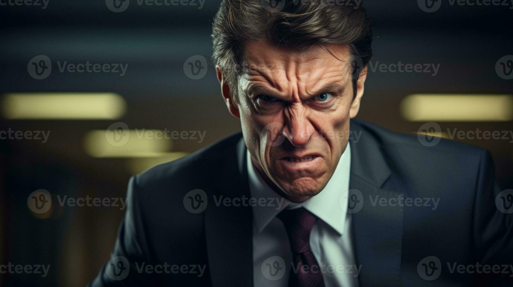 ai generato uomini grave pensieroso adulto viso caucasico depresso anziano manager perdita frustrazione foto