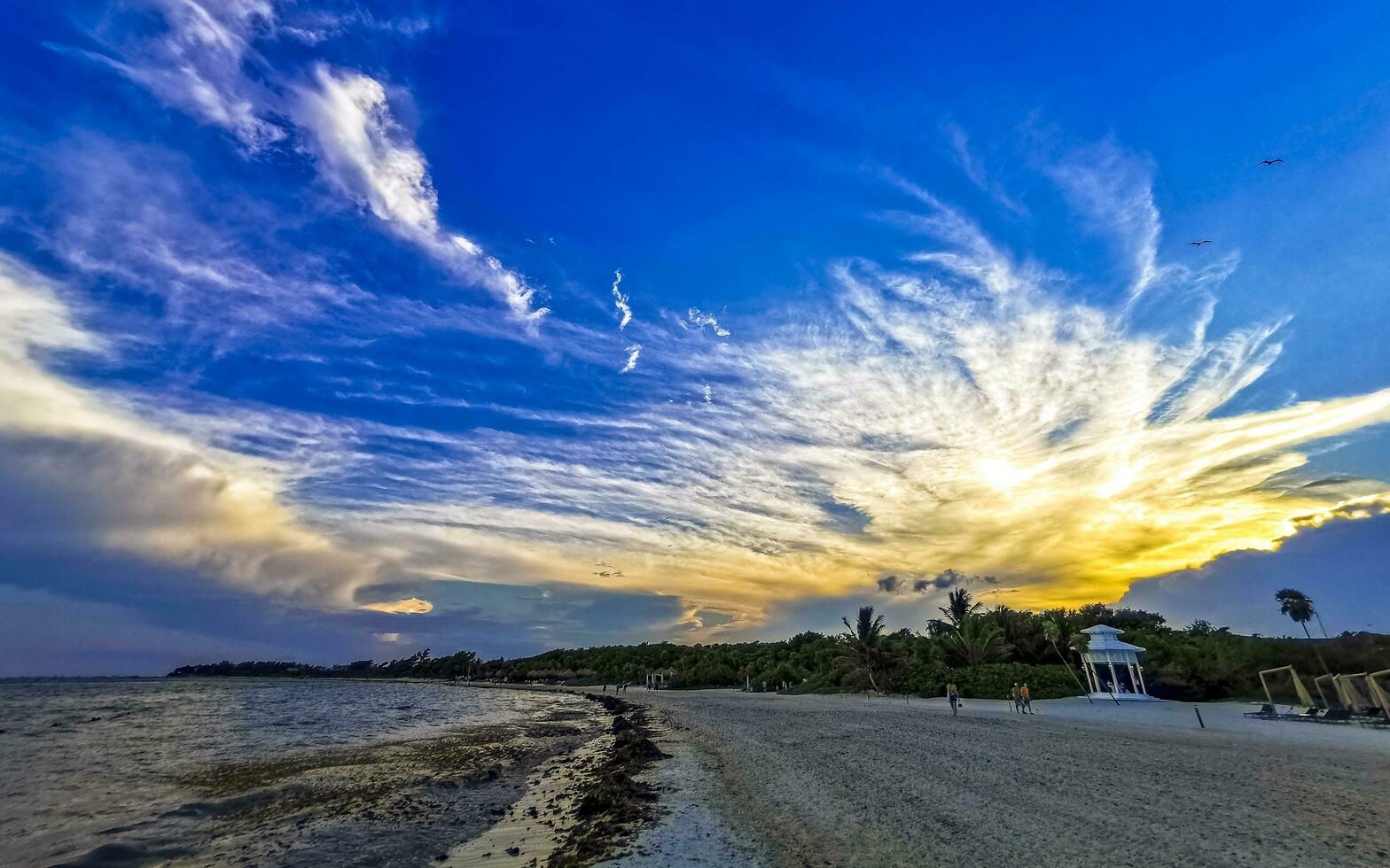 playa del Carmen quintana roo Messico 2023 eccezionale tramonto a tropicale caraibico spiaggia playa del Carmen Messico. foto