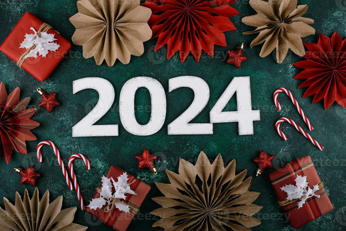 nuovo anno composizione con 2024 numero foto