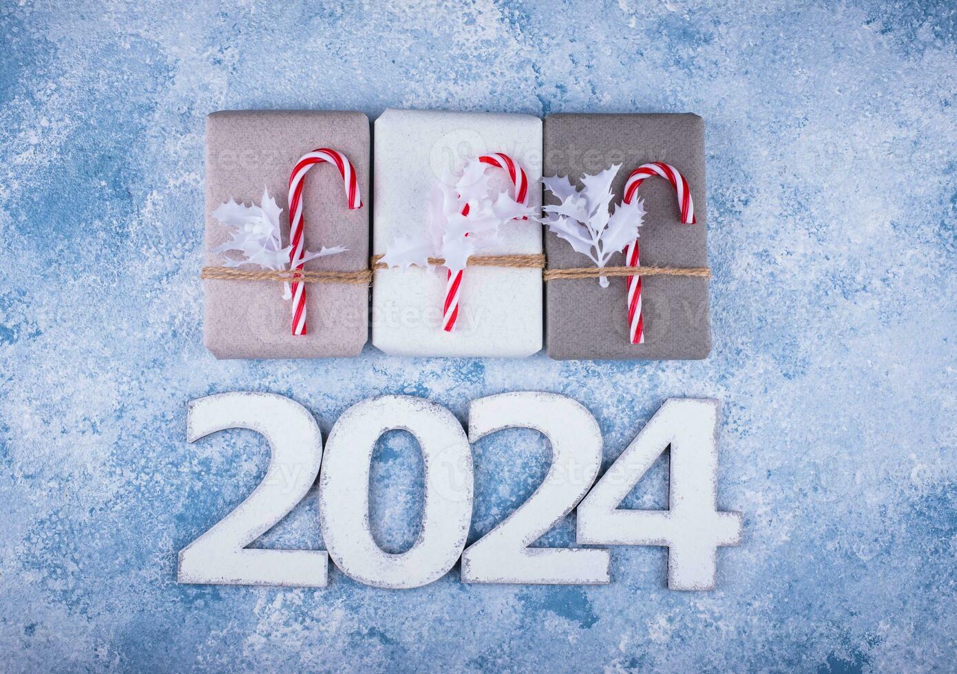 nuovo anno composizione con 2024 numero foto