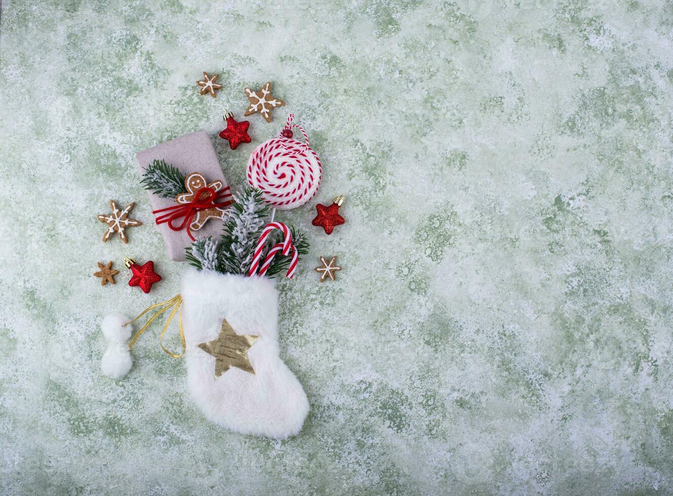 Natale festivo saluto carta con regalo foto