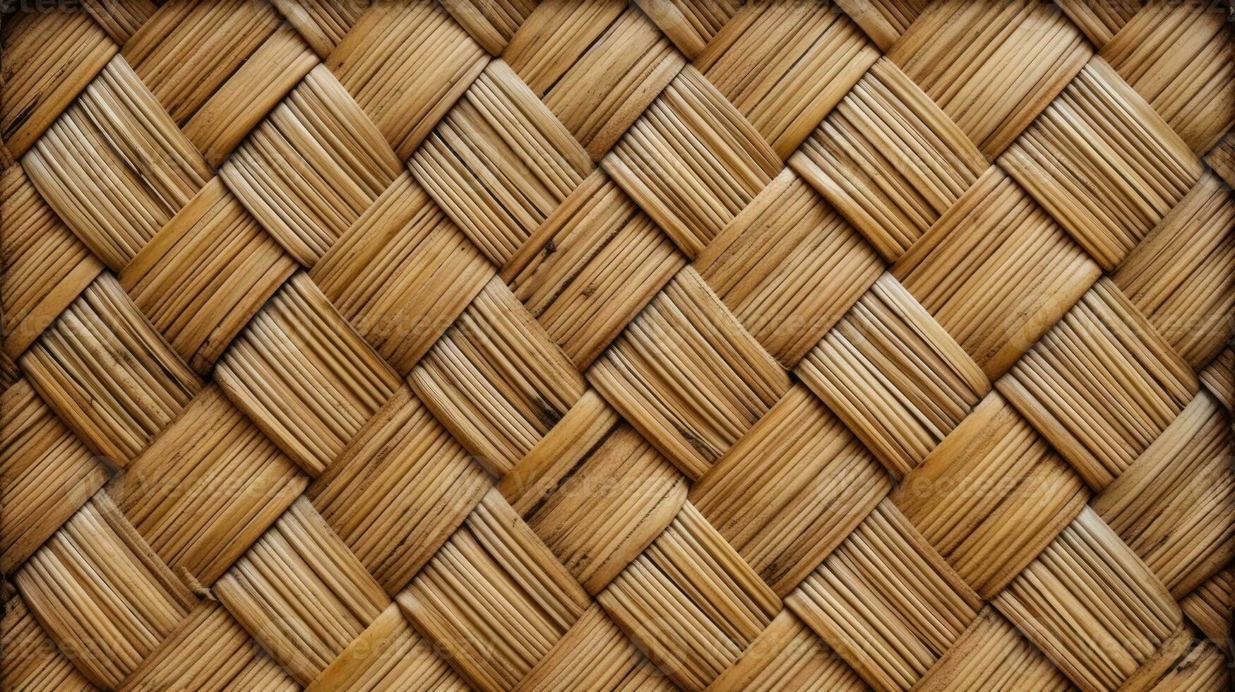 ai generato vecchio bambù tessitura modello, intrecciata malacca stuoia struttura. foto
