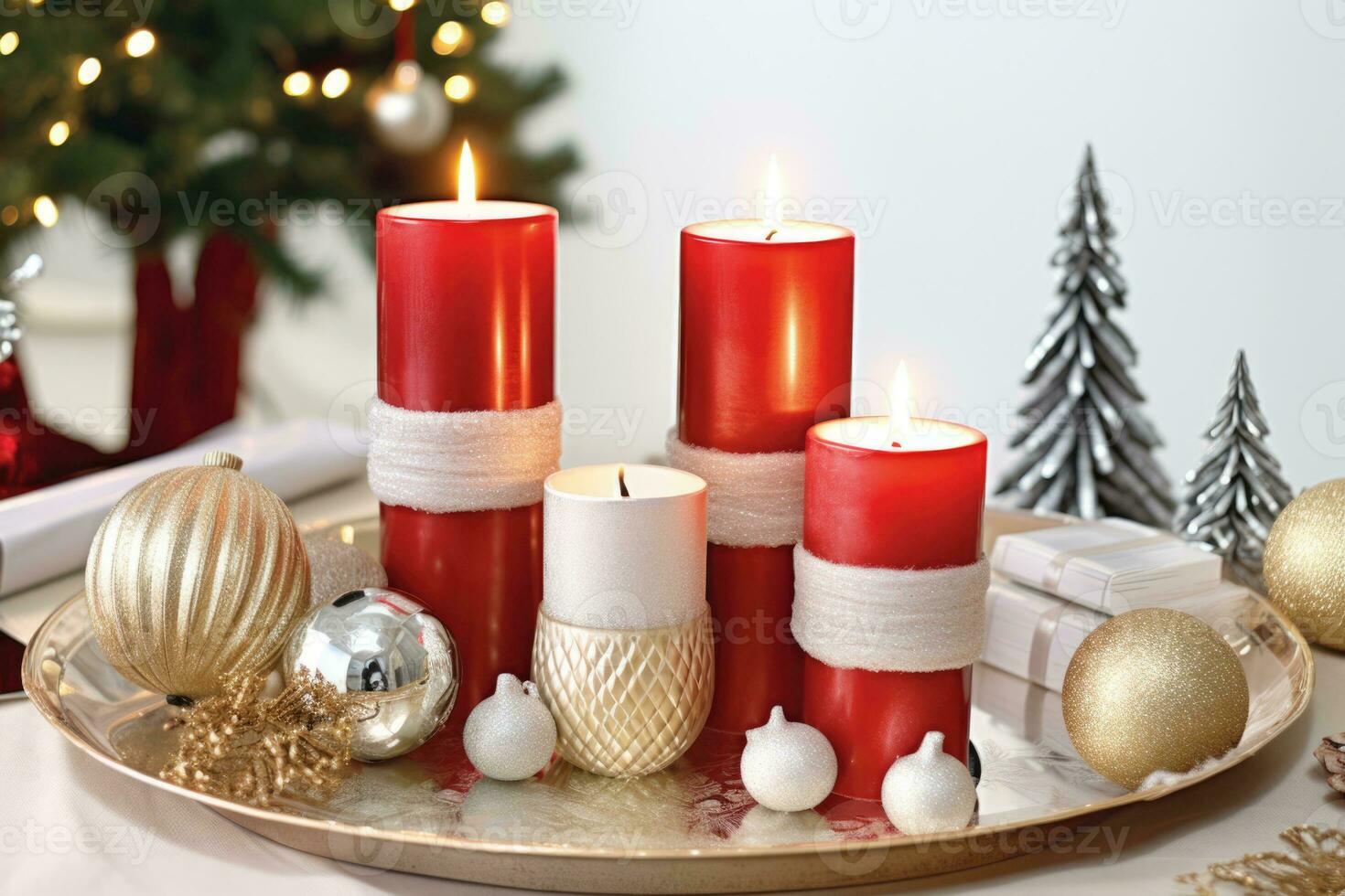 ai generato Natale candela natale candele decorazione, ai foto