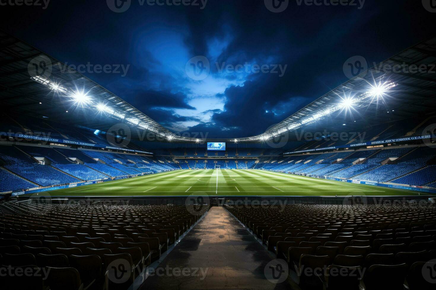 ai generato calcio stadio a notte foto