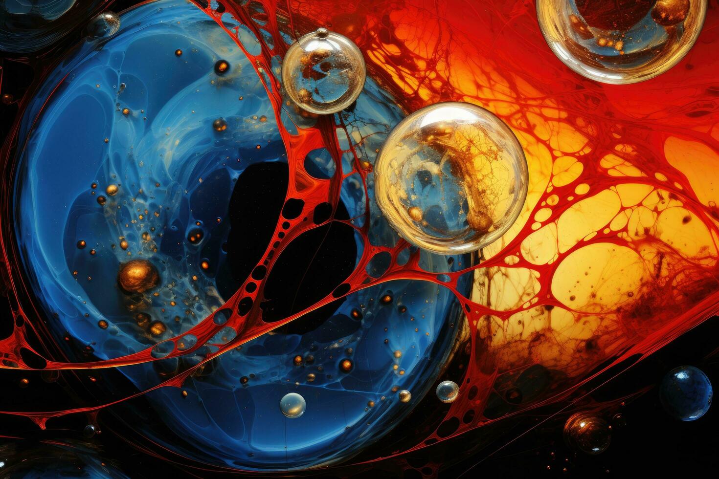 ai generato astratto frattale sfondo un' generato dal computer 2d illustrazione, struttura, astratto fotografia, un' fuso metallo liquido citrino, rosso, sognare di un imperatrice, nebulosa, blu, Nero, portale foto