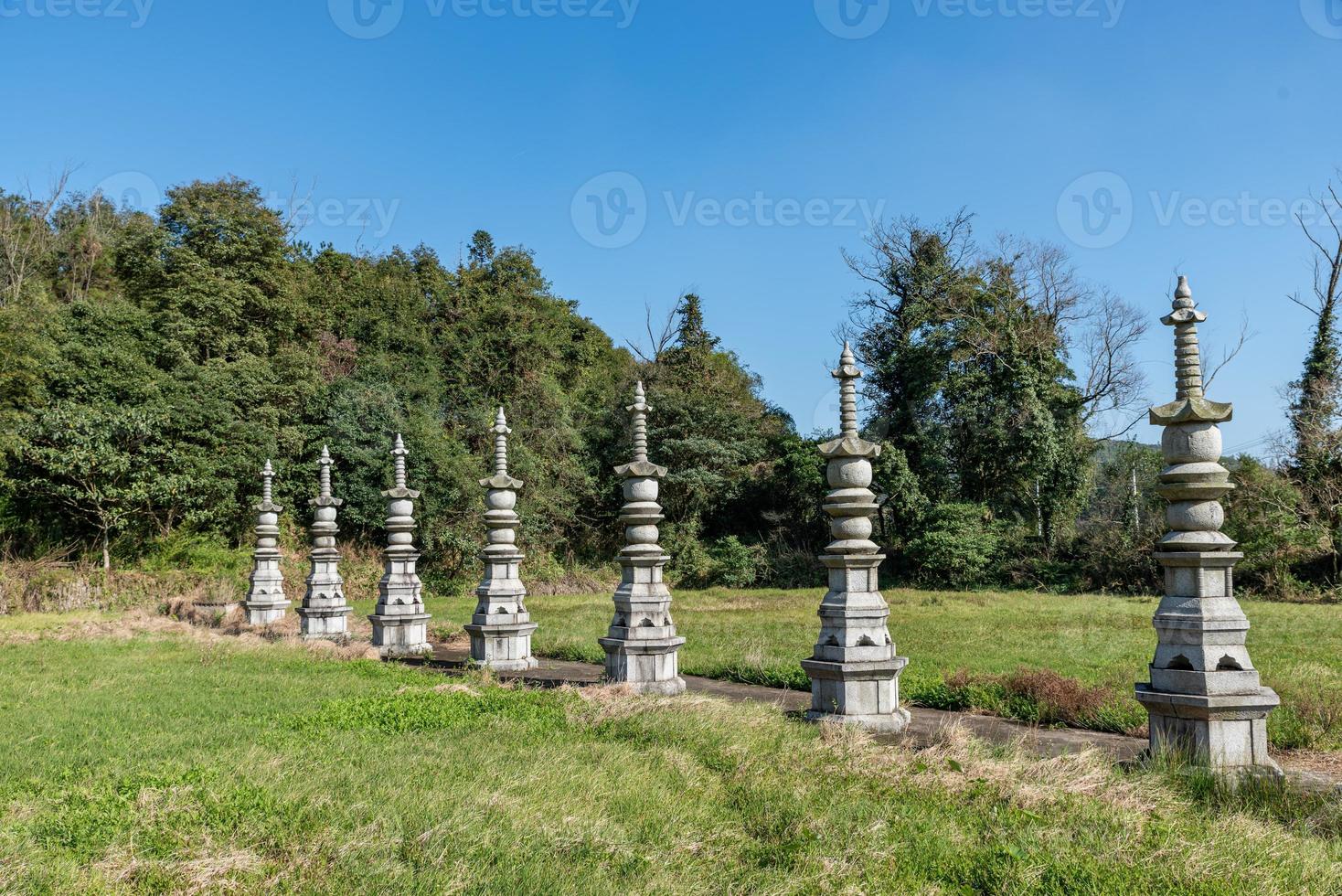 foresta di pagode nei templi buddisti cinesi tradizionali foto