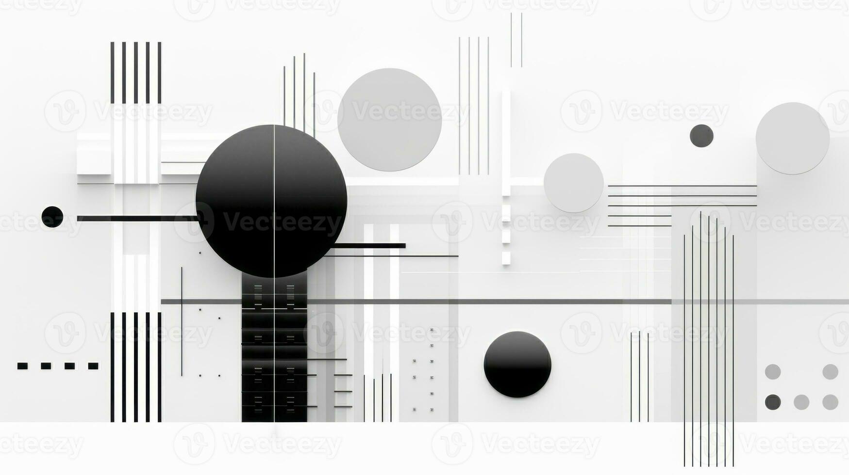 ai generato astratto sfondo con geometrico forme, linee, cerchi, punti. bauhaus stile. svizzero estetico foto