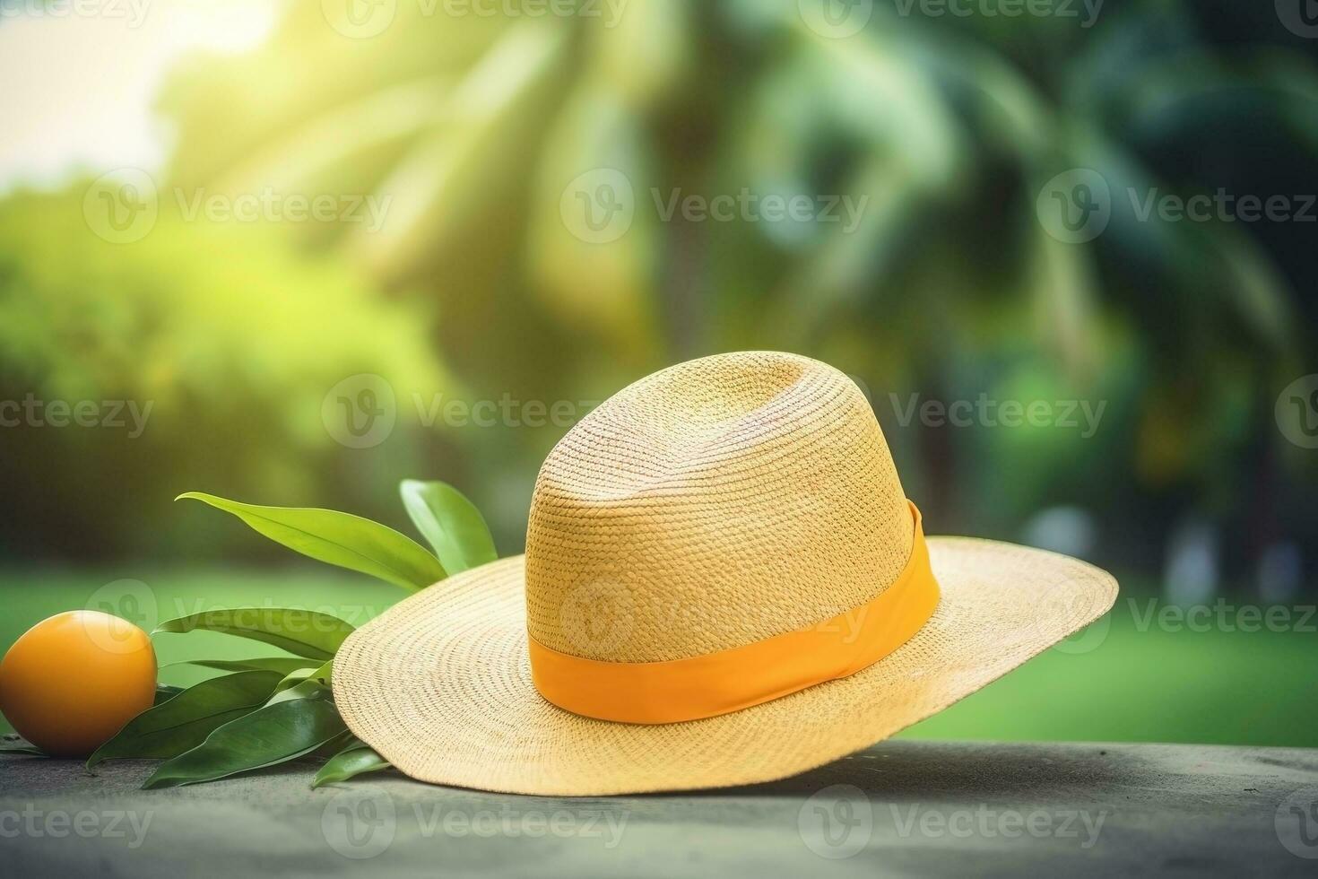 ai generato cannuccia cappello su il sfondo di natura. ai generato foto