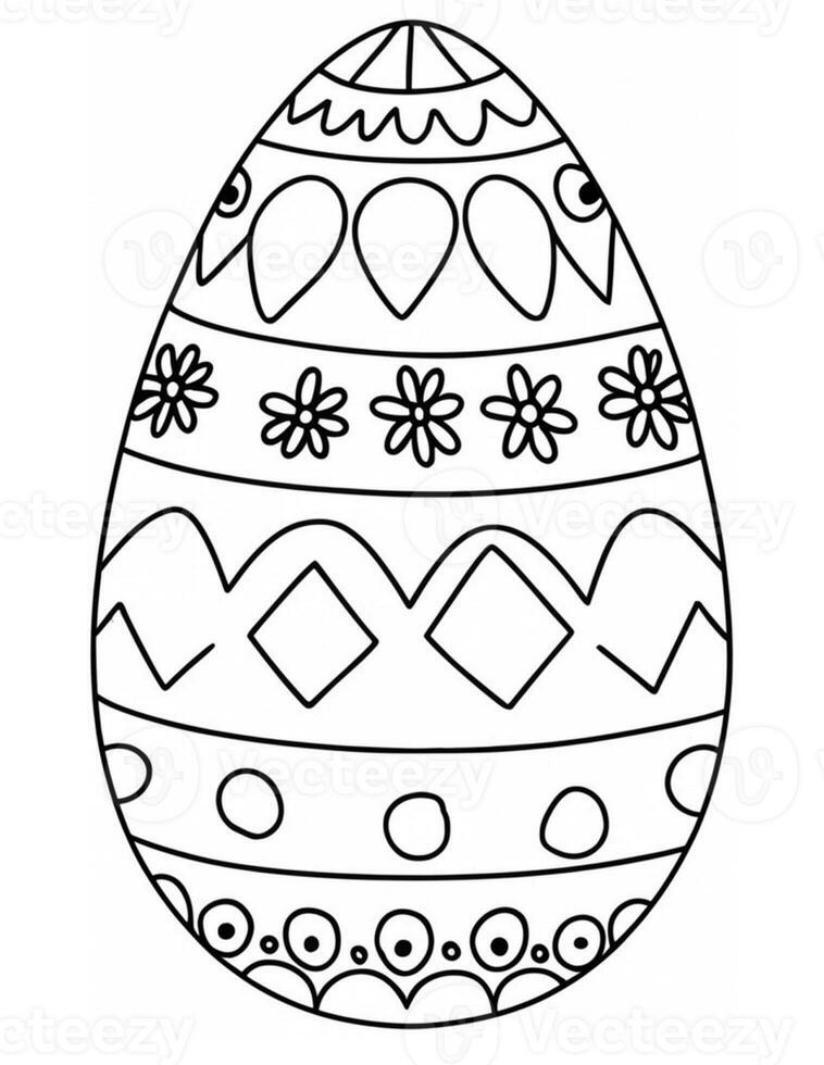 ai generato grande Pasqua uovo colorazione pagina per bambini per Pasqua foto