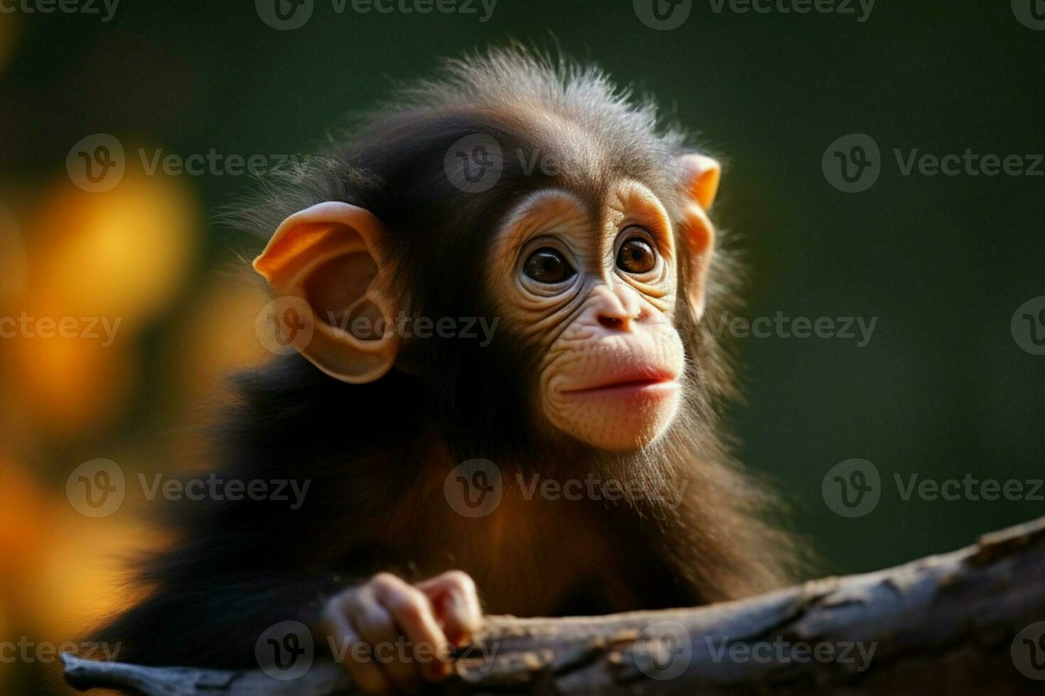 ai generato carino poco bambino capra nel il campo ai generato foto