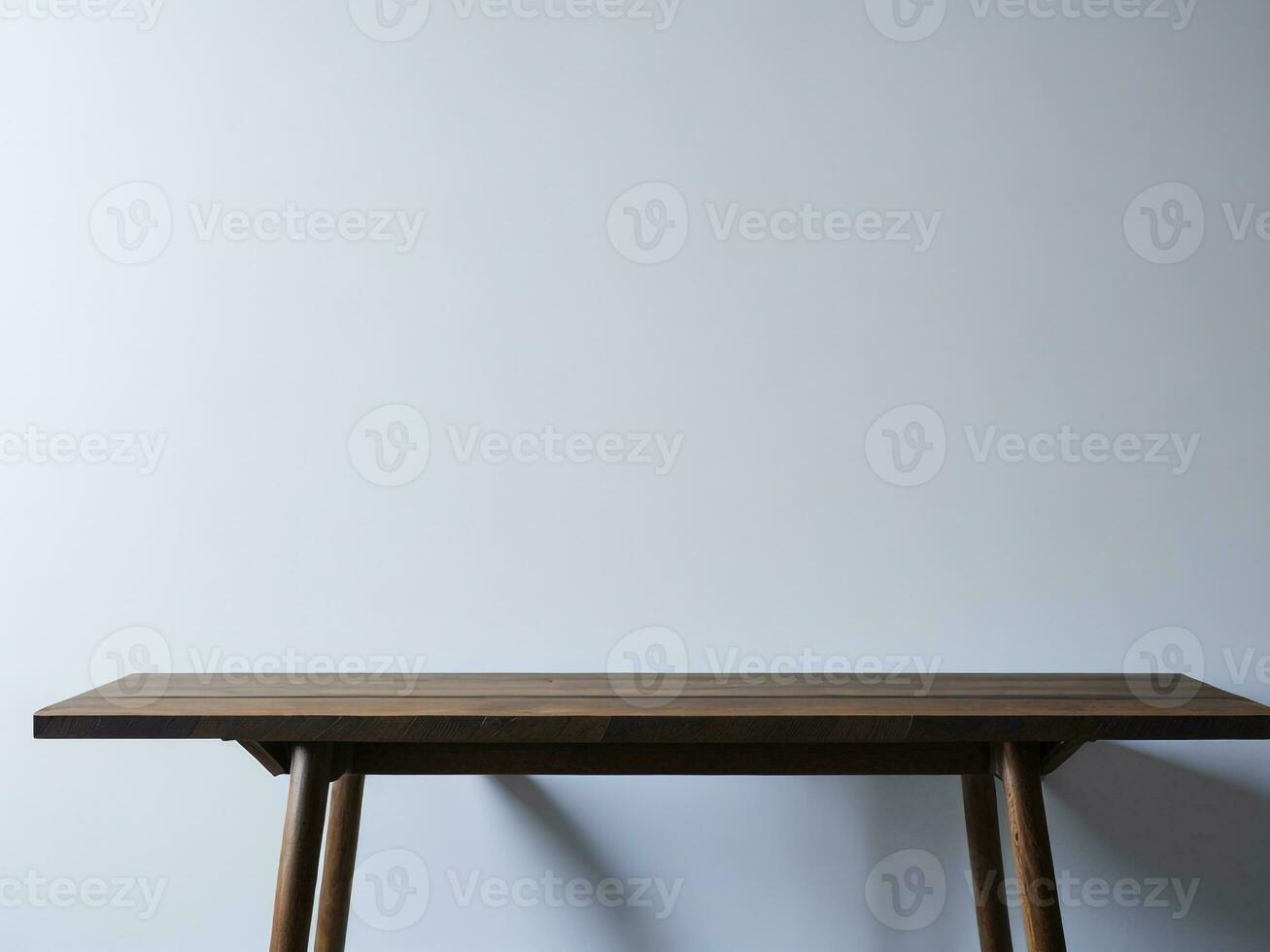 ai generato vuoto di legno tavolo su il bianca sfondo vicino su Visualizza. alto qualità foto