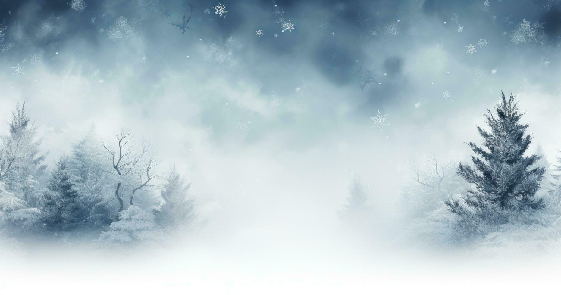 ai generato un' bianca sfondo con nevoso alberi e rami, foto