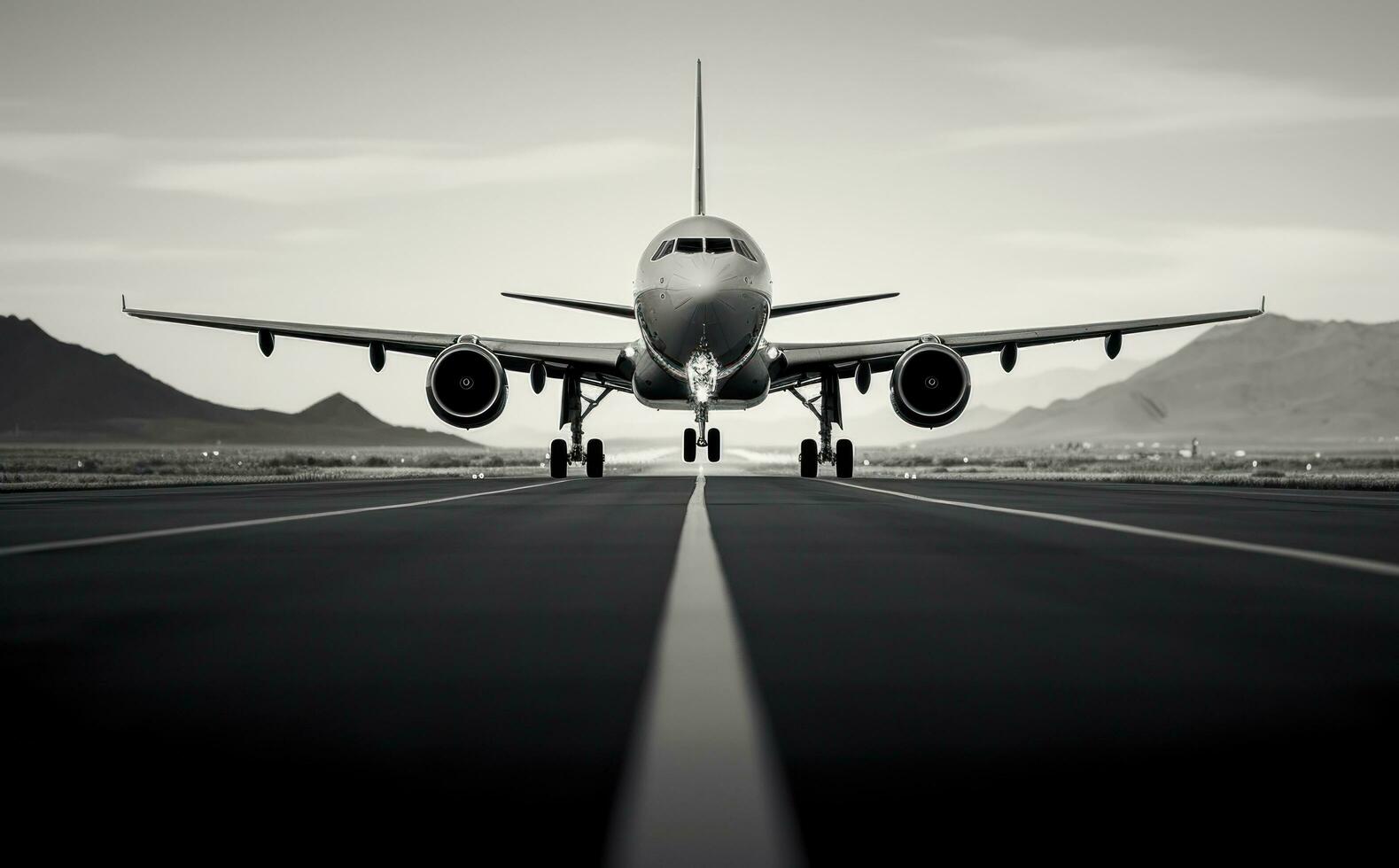 ai generato il aereo su il pista di decollo assunzione spento, foto