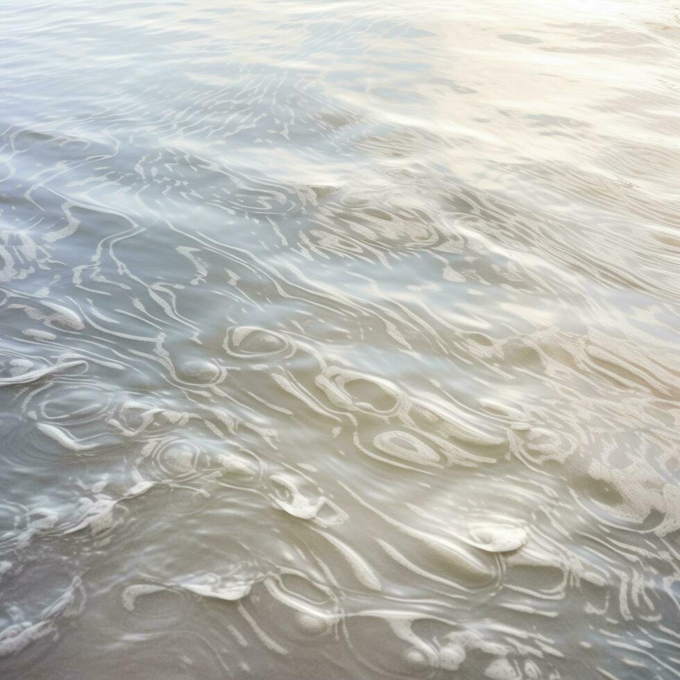 ai generato acqua superficie al di sopra di un' sabbioso spiaggia foto