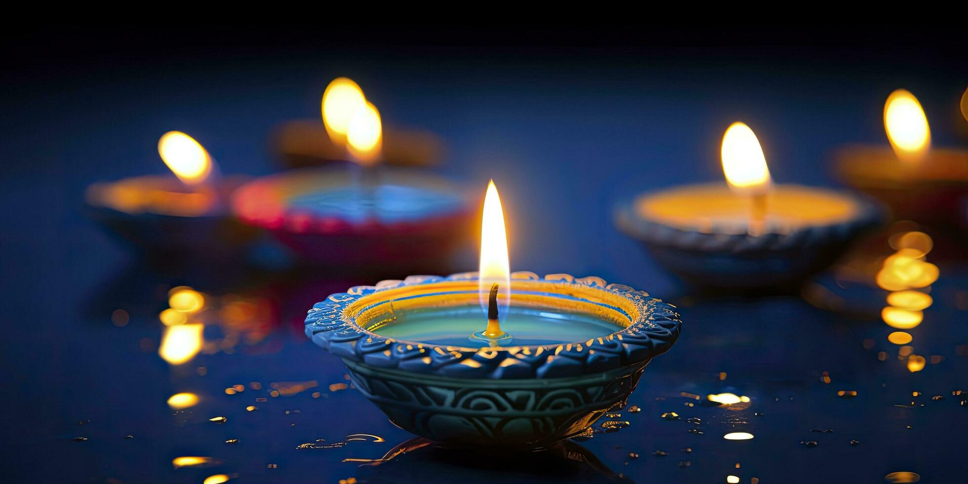 ai generato contento diwali. diya olio lampade erano illuminato durante il celebrazione. ai generato foto