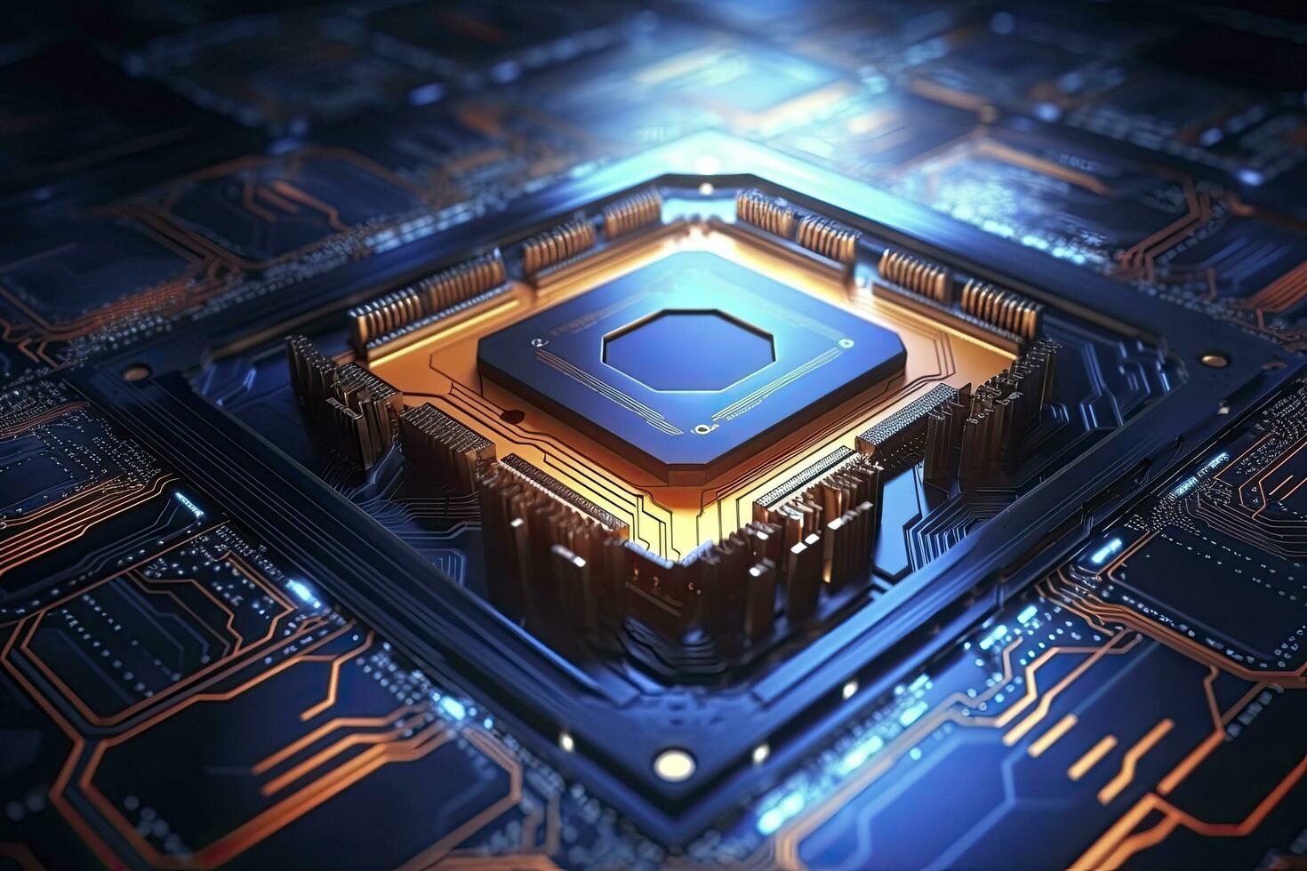 ai generato futuristico centrale processore unità. potente quantistico processore scheda madre. ai generato foto