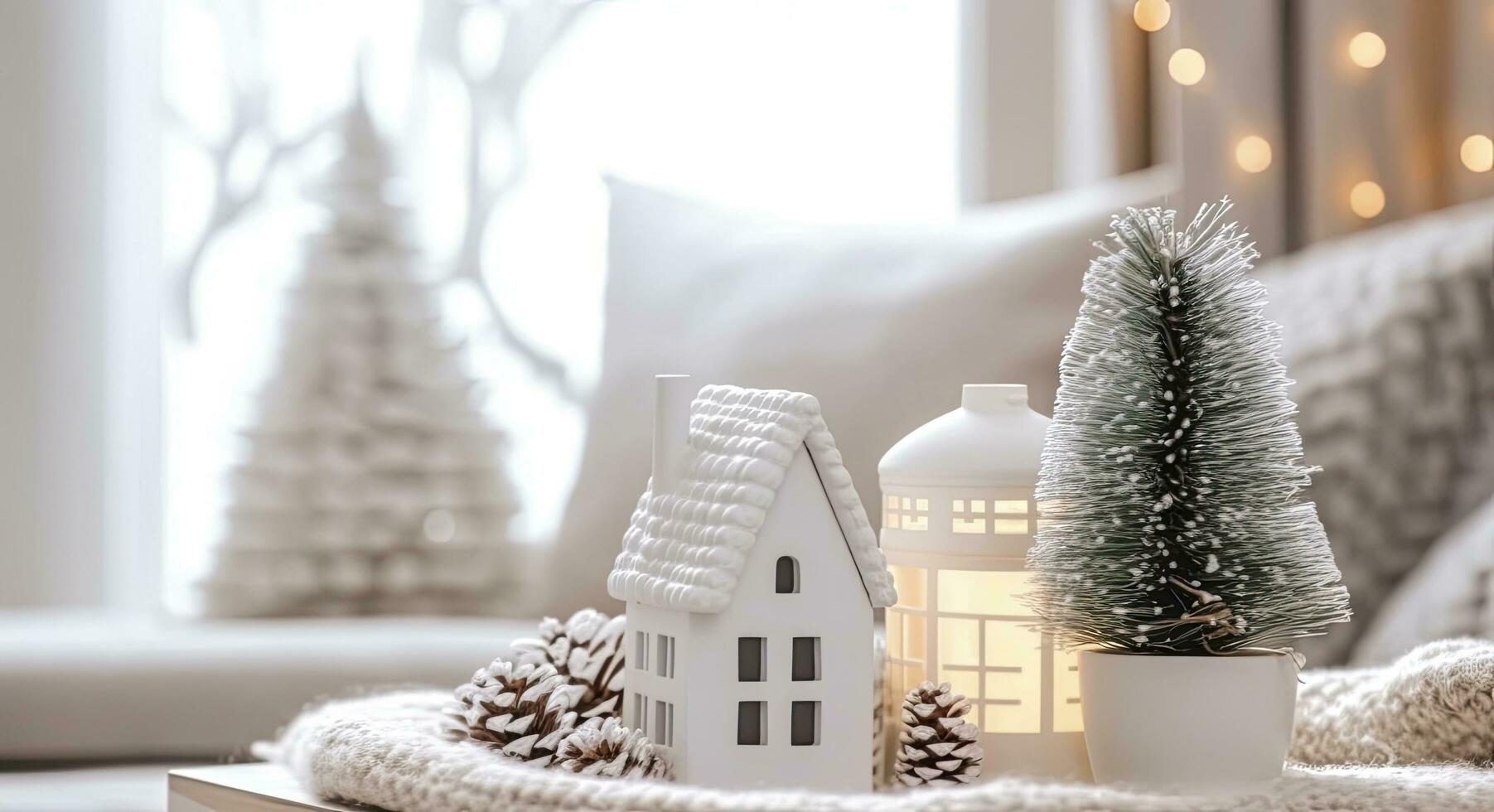 ai generato un' accogliente concetto di festivo casa decorazione per Natale. ai generato foto