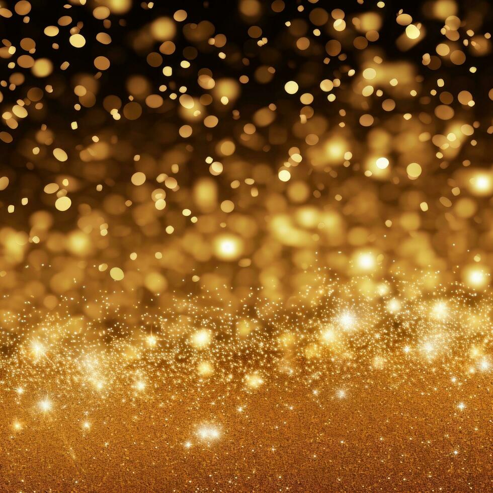 ai generato un' lussuoso d'oro sfondo con glitterato accenti, Perfetto per un' nuovo anni vigilia festa foto