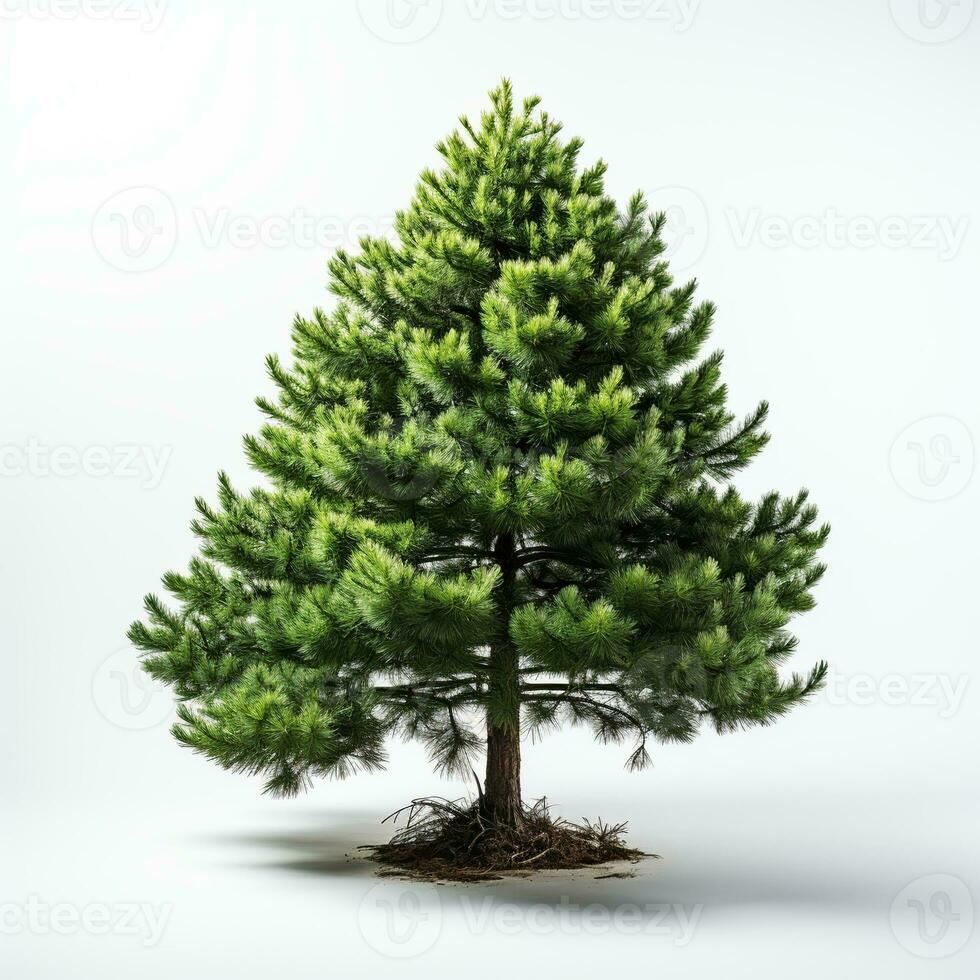 ai generato verde piccolo pino albero su bianca sfondo foto