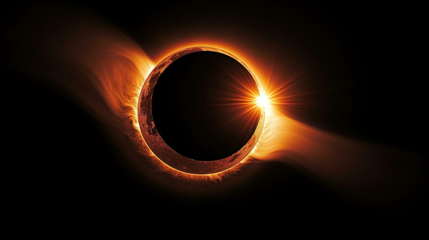 ai generato solare eclisse, con il Luna getto un' ombra al di sopra di il sole e la creazione di un' sbalorditivo visivo effetto foto