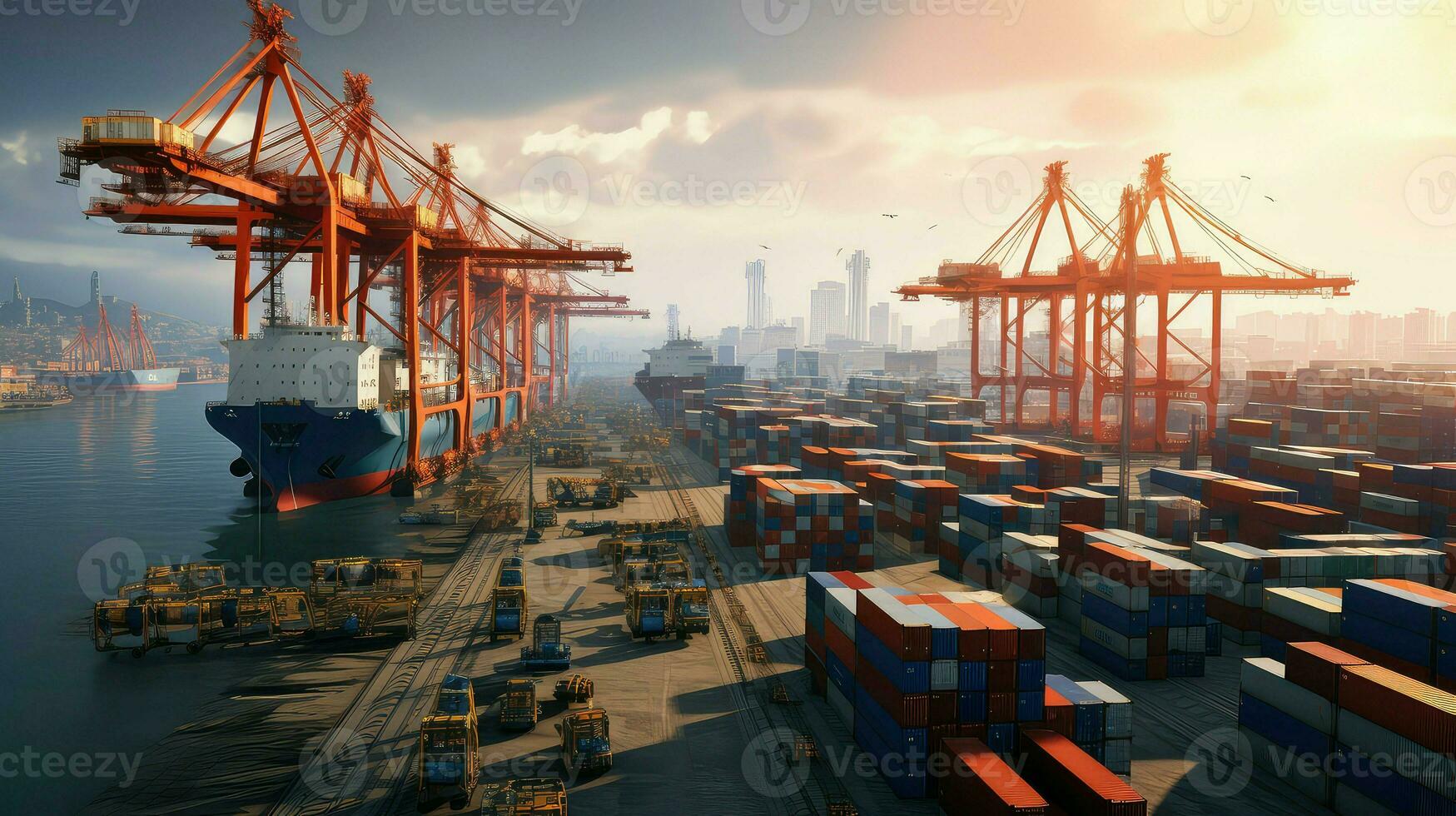 ai generato commercio globale nave carico foto
