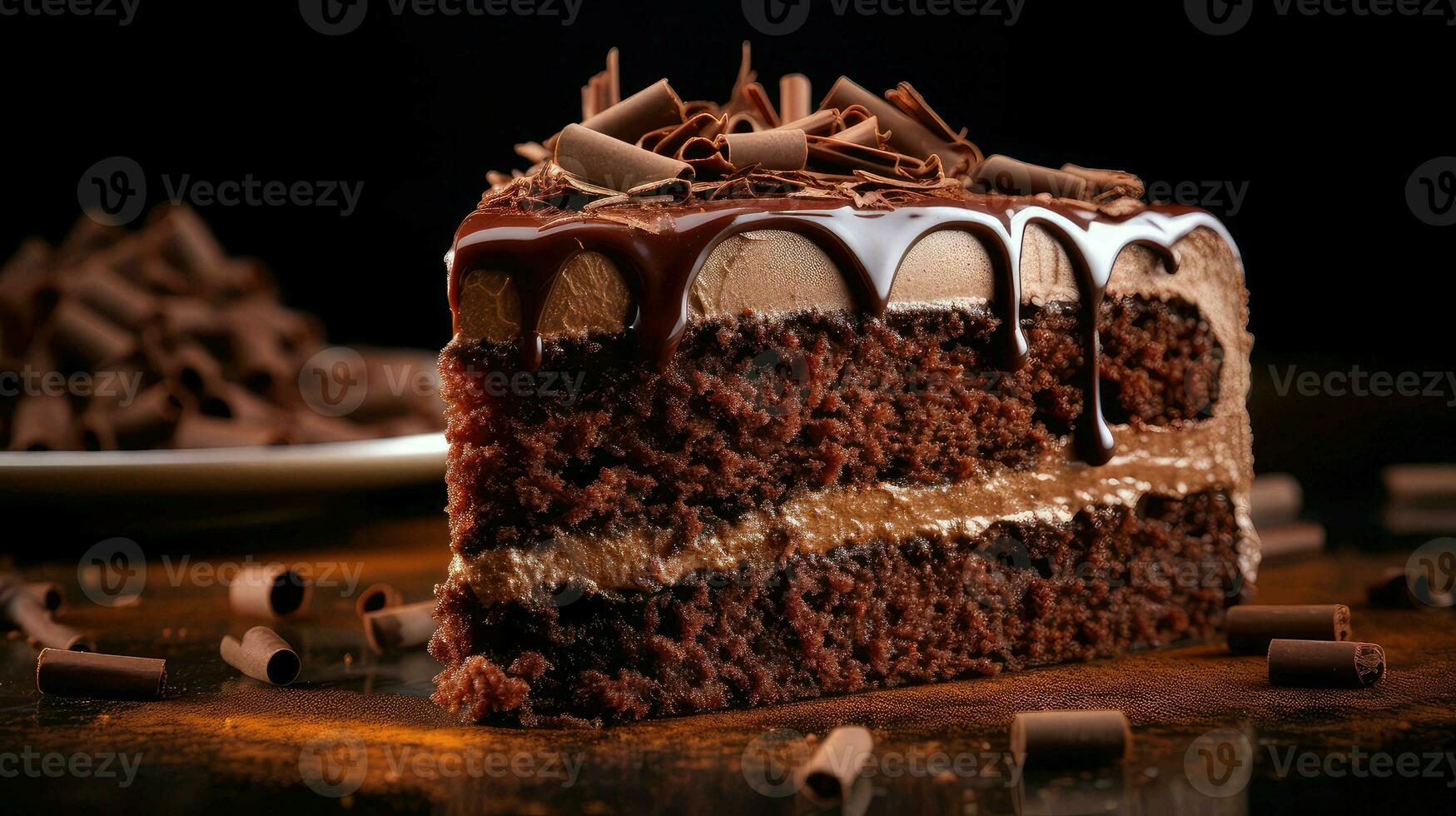 ai generato dolce cioccolato torta cibo foto