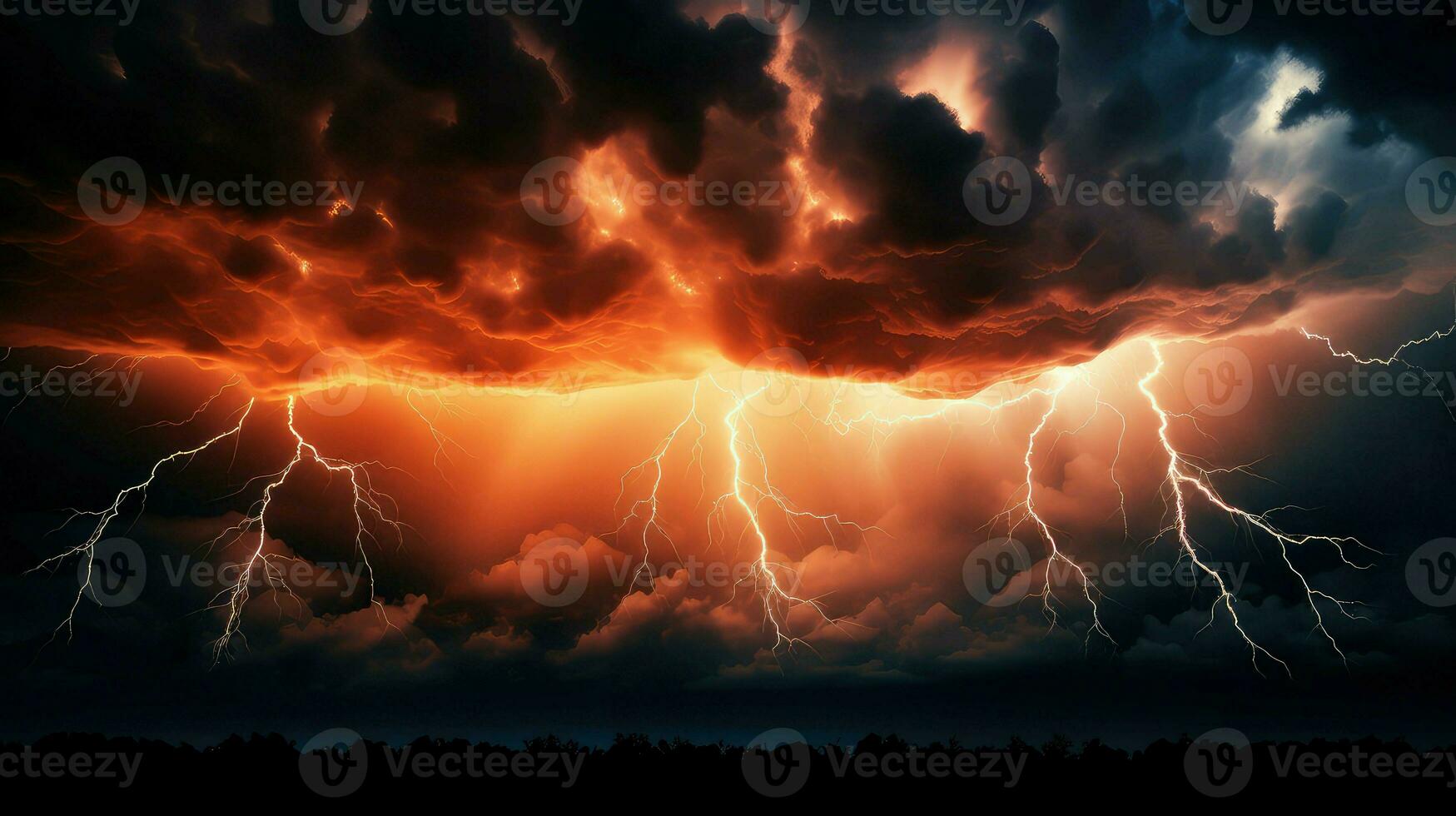ai generato tempesta fulmine energia sfondo foto