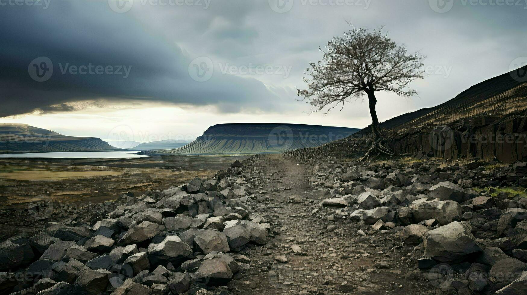 ai generato vulcanico basalto altopiano paesaggio foto