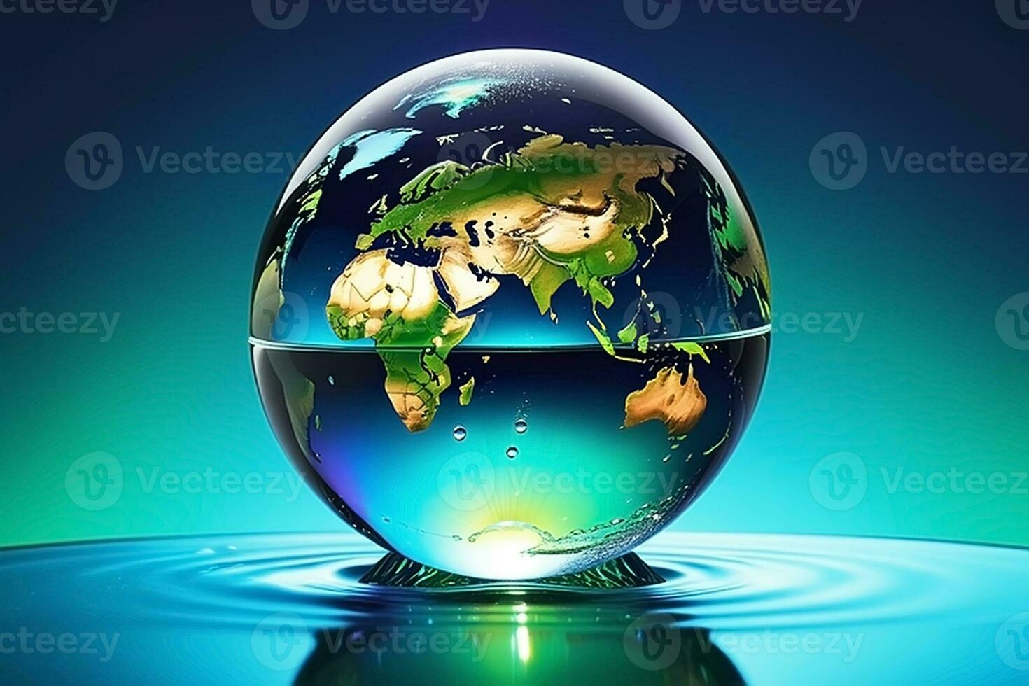 ai generato globale armonia metà acqua globo per mondo acqua giorno foto