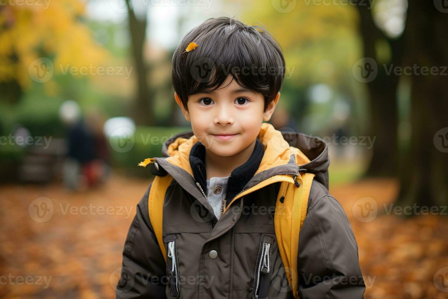 ritratto fotografia di un' bambino nel città parco . generativo ai foto