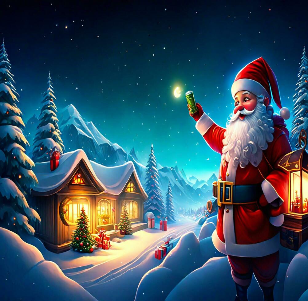 ai generato Natale presente a partire dal Santa Claus foto