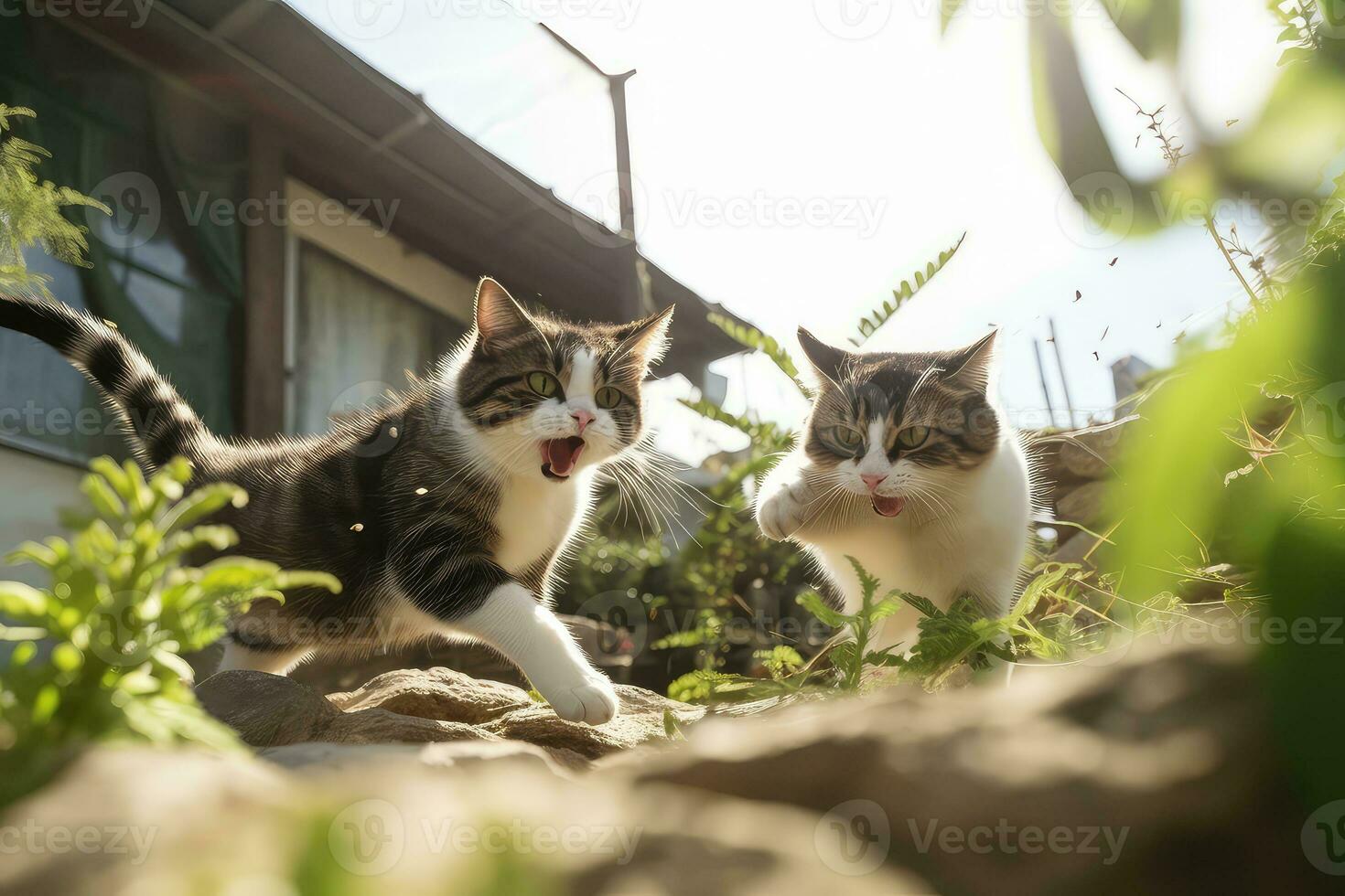 ai generato giocando con gatti infinito felino divertimento foto