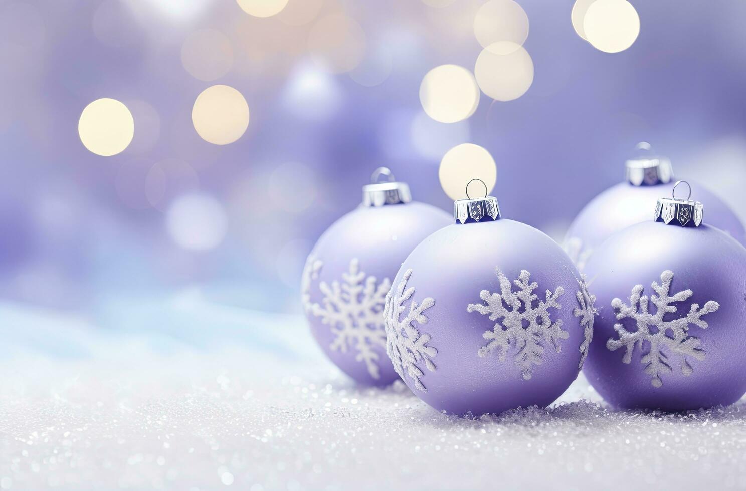 ai generato Natale decorazioni palla su neve sfondo. ai generato foto