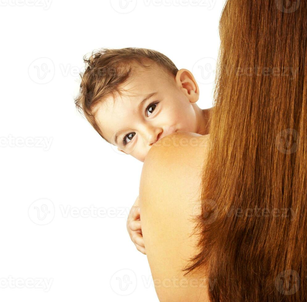 curioso carino bambino ragazzo foto