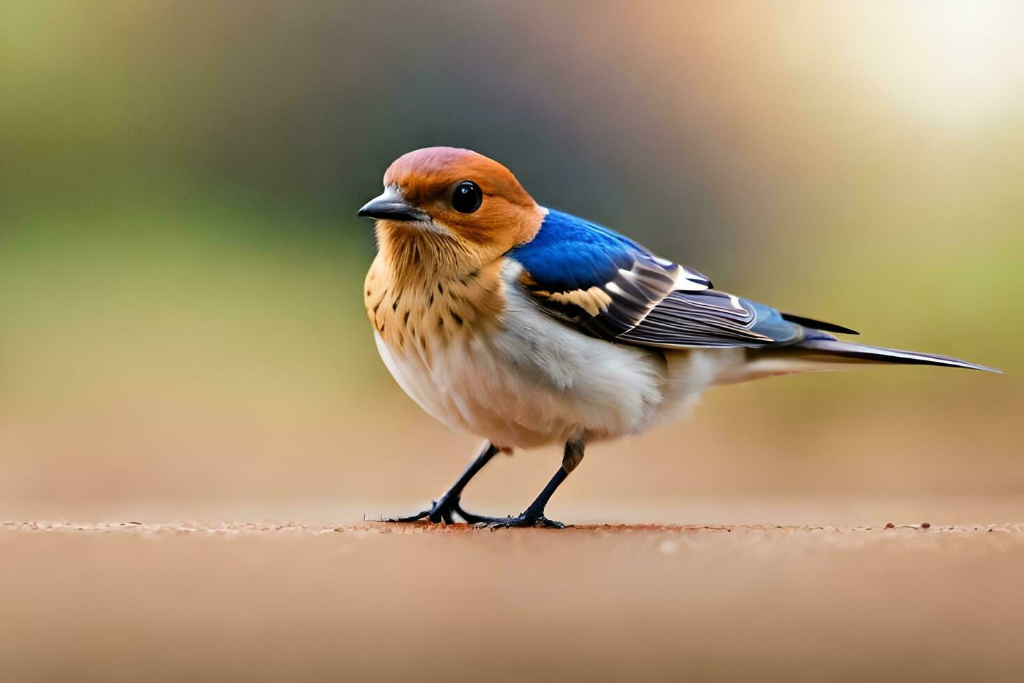 ai generato un' piccolo uccello con un' blu e bianca testa foto