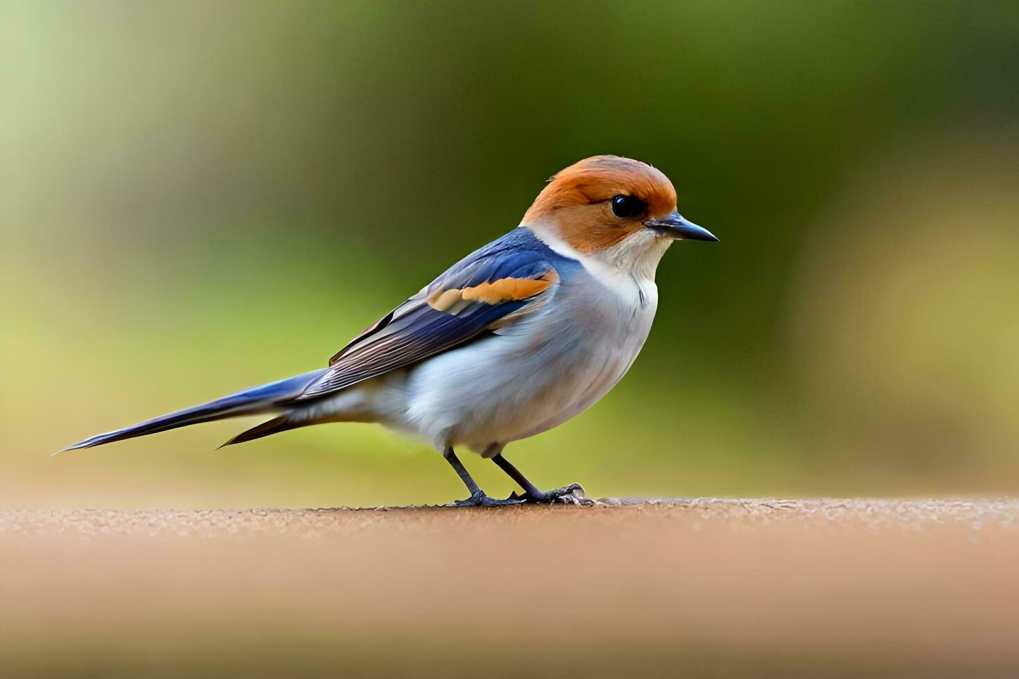 ai generato un' piccolo uccello con un' blu e bianca testa foto