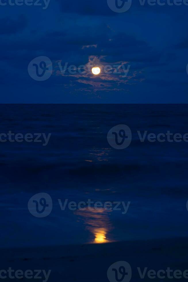 rosso Luna nel il blu cielo notte. foto