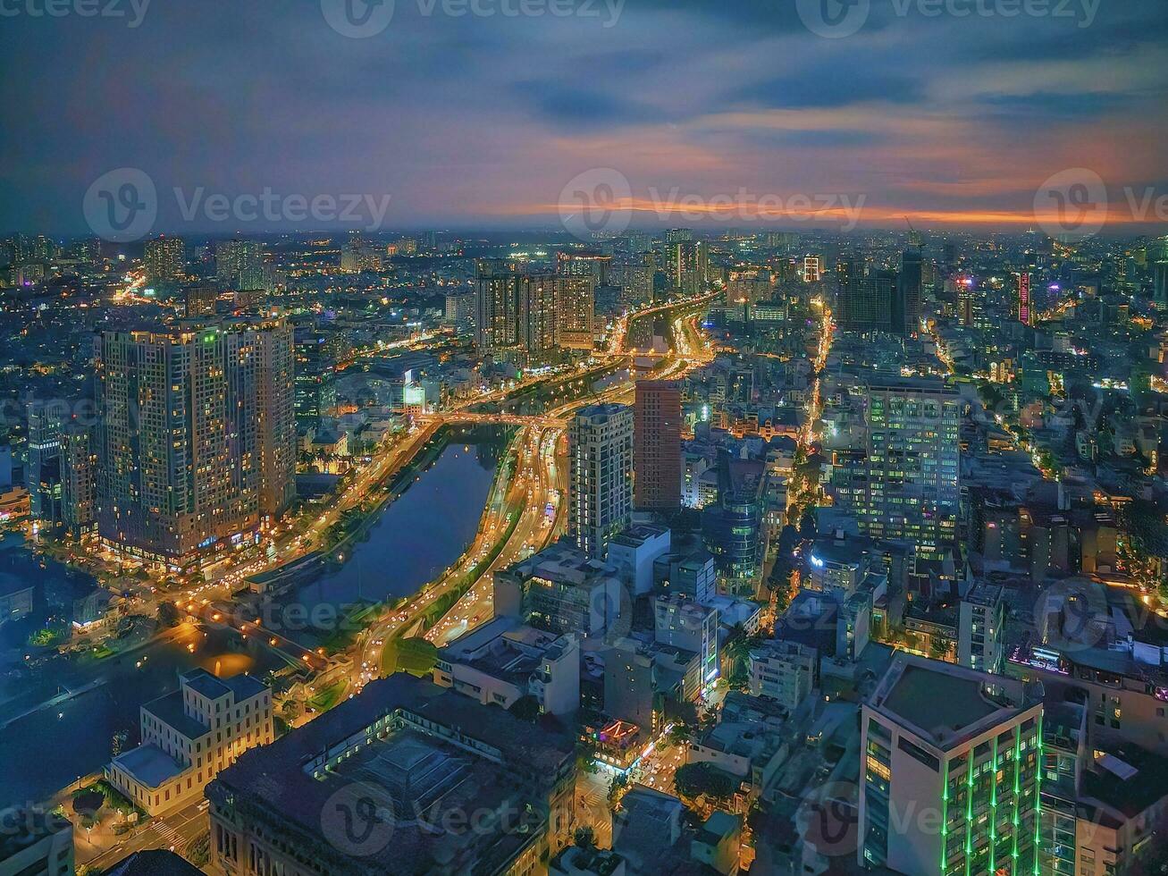 ho chi minh saigon aereo Visualizza di tramonto foto