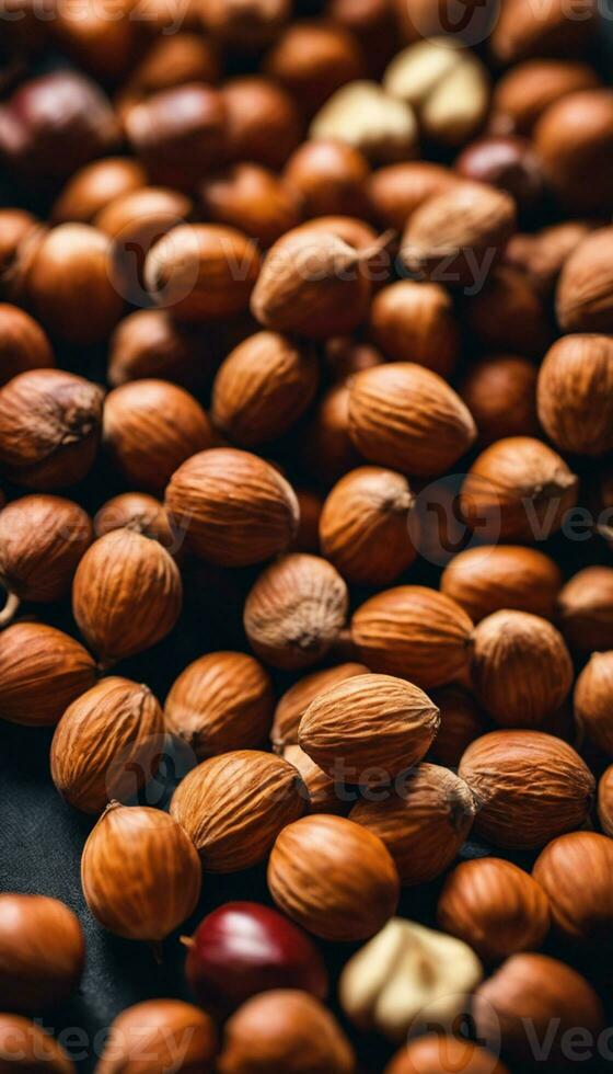 ai generato quello autunnale nocciola Tesoro un' nocciola vicino su foto