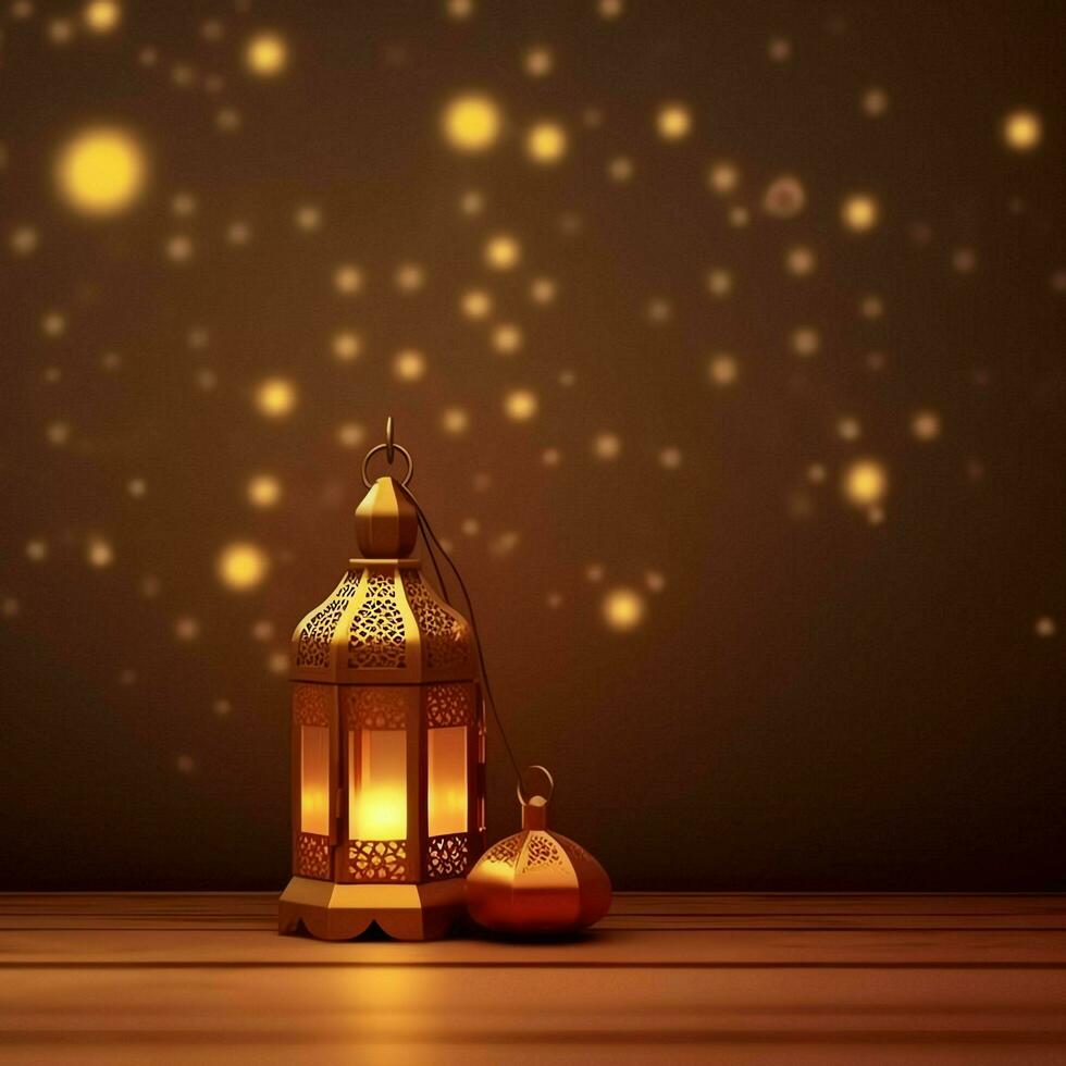 eid mubarak e Ramadan kareem saluti con islamico lanterna e moschea. eid al Fitr sfondo. eid al Fitr sfondo di finestra concetto di ai generato foto