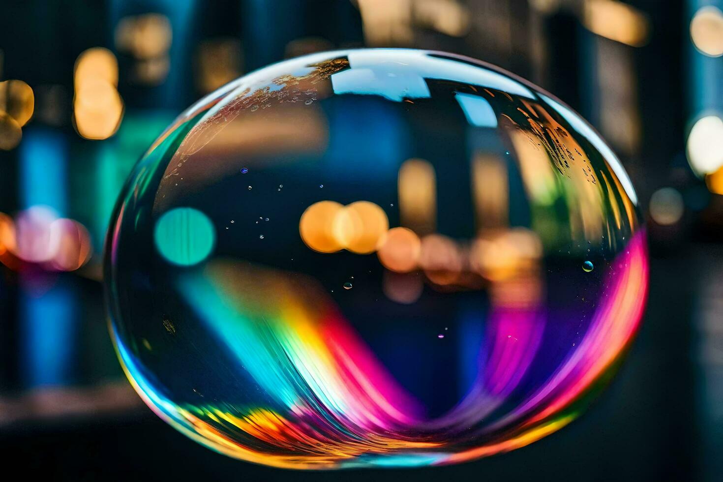 ai generato un' colorato bolla con un' città sfondo foto