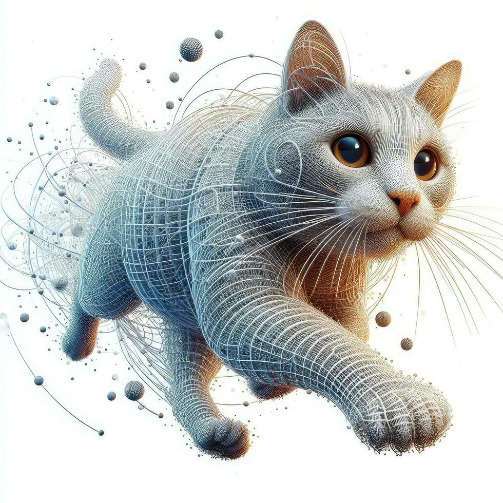 ai generato illustrazione di disegno di un' gatto su un' bianca sfondo creato con generativo ai tecnologia foto