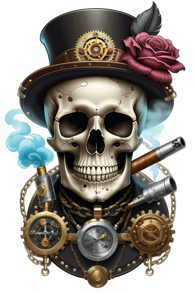 ai generato steampunk cranio Vape stile illustrazione foto