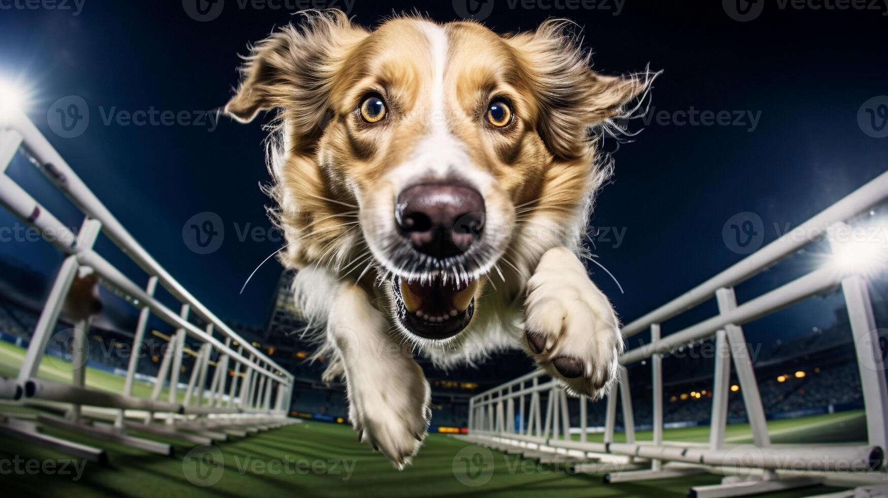 ai generato foto di un elegante cane partecipando nel un' canino agilità. generativo ai