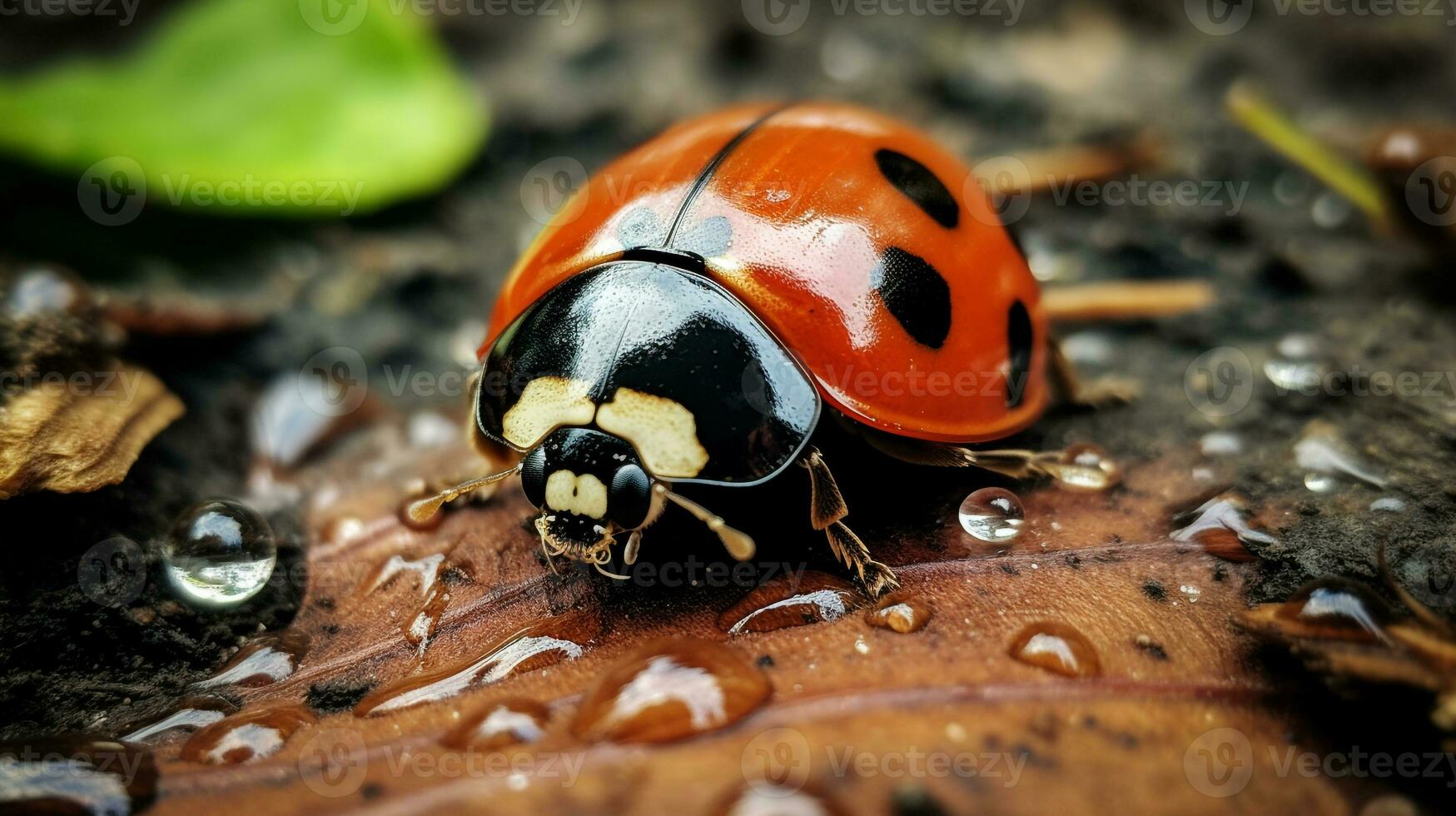 ai generato foto di coccinella su un' terra. generativo ai