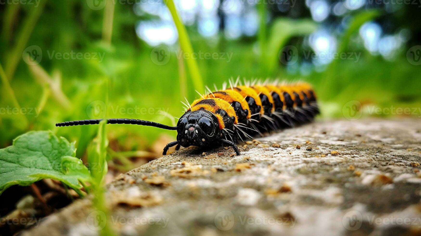 ai generato foto di bruco su un' terra. generativo ai