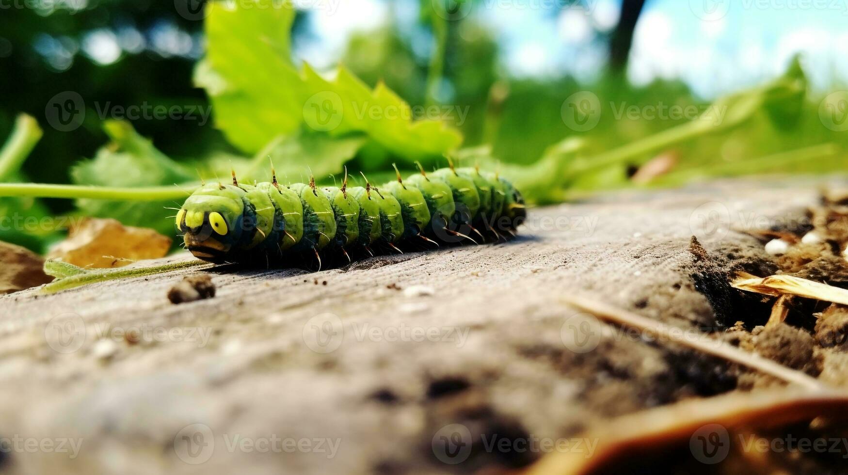 ai generato foto di bruco su un' terra. generativo ai