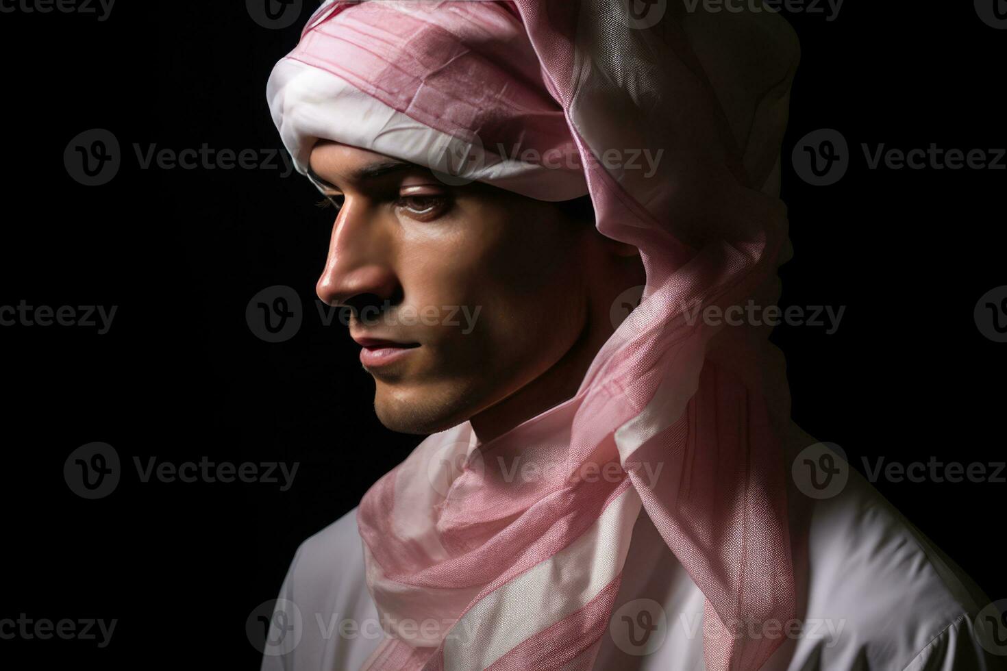 ai generato un' uomo indossare un' rosa foulard o hijab foto