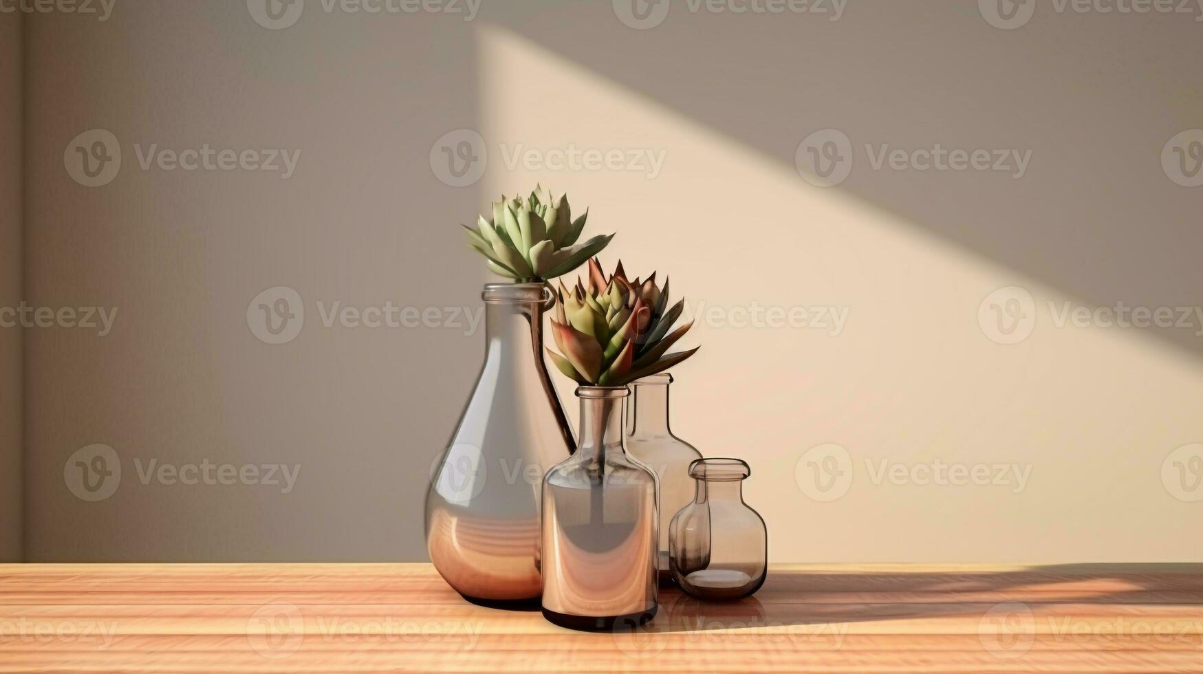 ai generato bellissimo preparativi di potabile bottiglie Il prossimo per succulento su tavolo. generativo ai foto